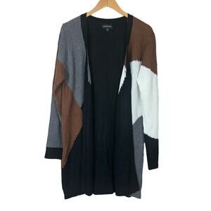 Fortune + Ivy Color Block Open Long Cardigan Basic Wardrobe Colors Size XL